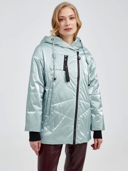 Демисезонный комплект женский: Куртка 20032 + Брюки 02, мятный/бордовый, размер 42, артикул 111363-2