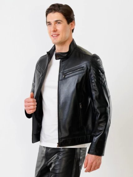Кожаная куртка мужская 546, черная, размер 50, артикул 28721-2