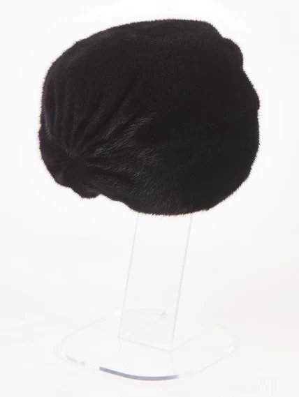 Головной убор из меха норки женский М-141, черный, размер 56, артикул 51475-1