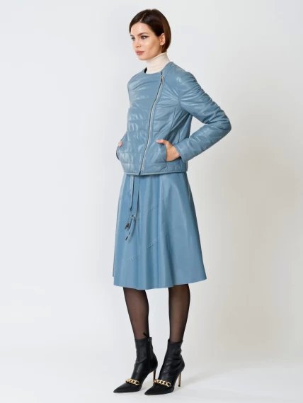Демисезонный комплект женский: Куртка утепленная 306 + Юбка с поясом 01рс, голубой, размер 46, артикул 111165-6