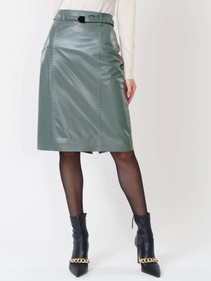 Кожаная юбка карандаш из натуральной кожи 02рс, оливковая, размер 44, артикул 85330-5