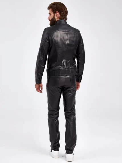 Кожаная куртка бомбер для мужчин 527, черная, размер 50, артикул 29240-2