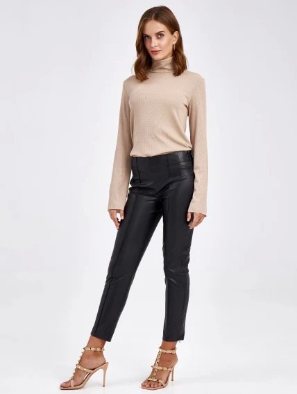 Женские кожаные брюки из экокожи 4820729, черные, размер 42, артикул 85680-1