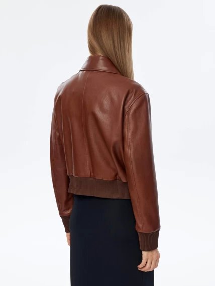 Кожаная женская куртка бомбер премиум класса 3066, песочная, размер 44, артикул 24070-5