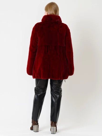 Зимний комплект женский: Куртка из меха норки 217(в) + Брюки 03, бордовый/черный, размер 52, артикул 111338-4