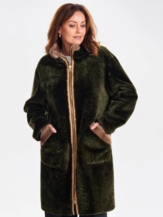 Удлиненная двусторонняя куртка из натуральной овчины с мехом норки премиум класса 2018-0