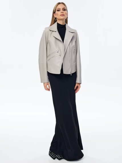 Женская кожаная куртка косуха премиум класса 3050, серая, размер 44, артикул 23910-1