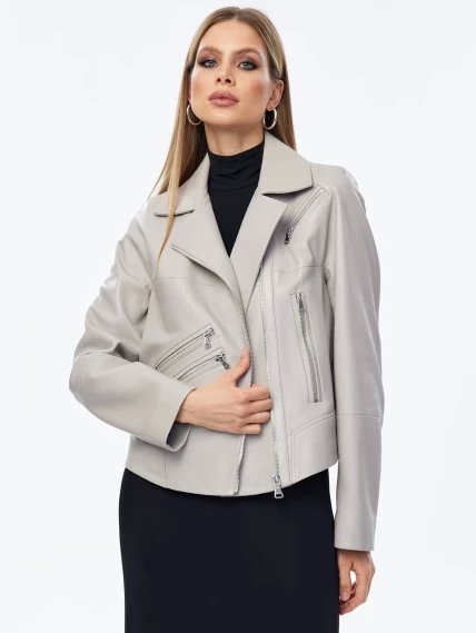 Женская кожаная куртка косуха премиум класса 3050, серая, размер 44, артикул 23910-5
