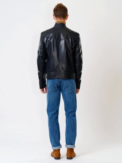 Кожаная куртка мужская 506о, синяя, размер 48, артикул 28541-4