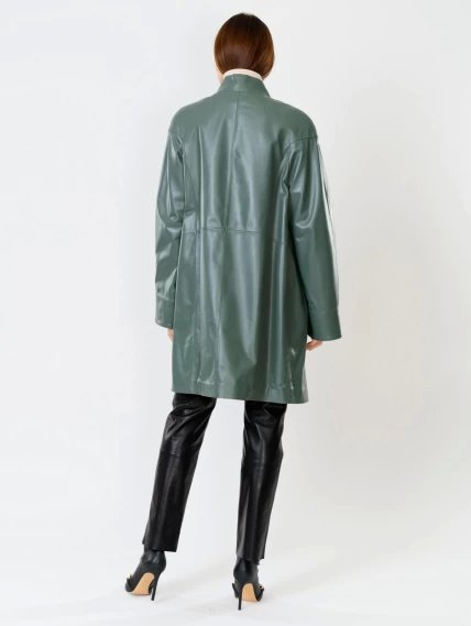 Кожаный комплект женский: Куртка 378 + Брюки 03, оливковый/черный, размер 46, артикул 111158-2