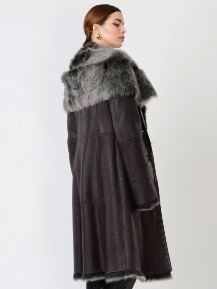 Зимний комплект женский: Дубленка 131 + Брюки 03, коричневый/черный, размер 44, артикул 111292-2