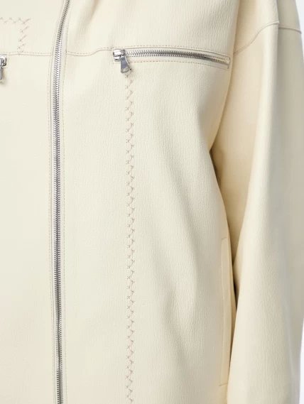 Женская кожаная куртка оверсайз для женщин премиум класса 3056, белая, размер 50, артикул 24020-3