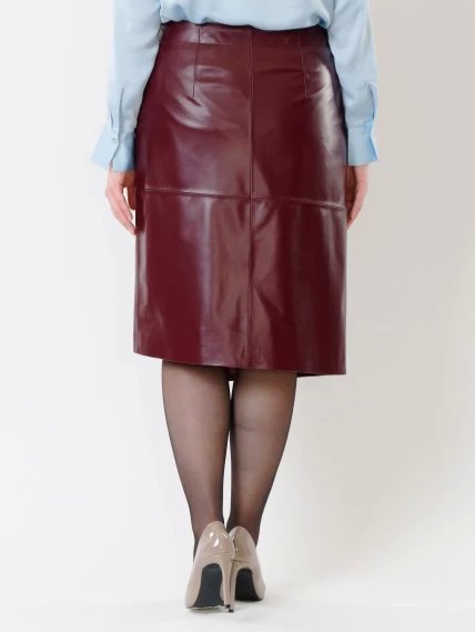 Кожаная юбка миди из натуральной кожи 07, бордовая, размер 42, артикул 85422-6