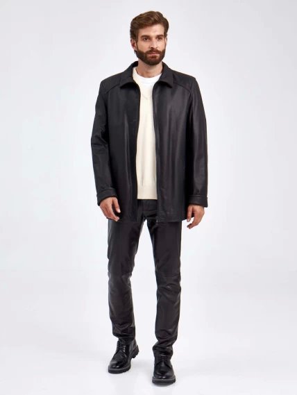 Кожаная куртка мужская 522, черная, размер 50, артикул 29340-1