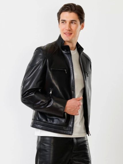 Кожаная куртка мужская 546, черная, размер 50, артикул 28721-1