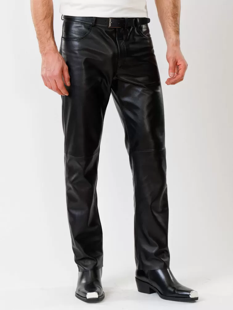Кожаные брюки мужские 01, черные, р. 54, арт. 120020-5