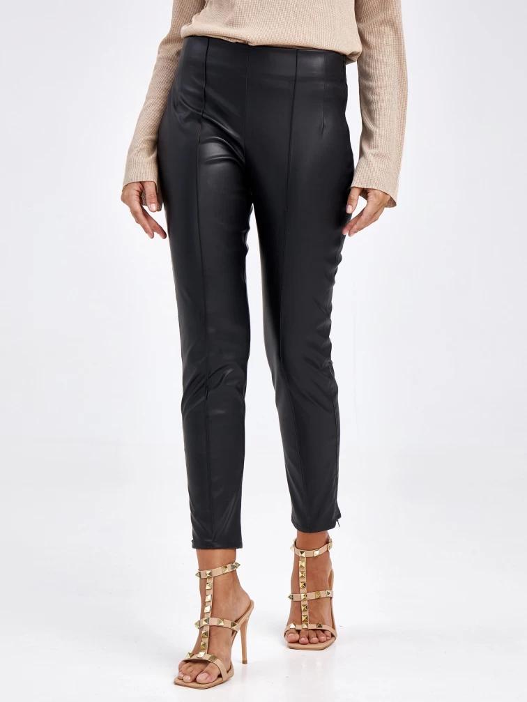 Женские кожаные брюки из экокожи 4820729, черные, размер 42, артикул 85680-2