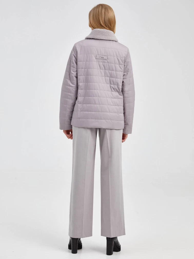 Текстильная утепленная женская куртка косуха 21130, бежевая, размер 42, артикул 25010-4