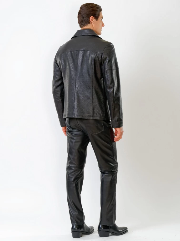 Кожаный комплект мужской: Куртка Клуб + Брюки 01, черный, р. 48, артикул 140210-2