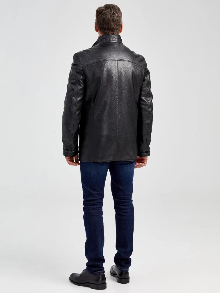 Кожаная куртка утепленная мужская 518ш, черная, р. 48, арт. 40461-4