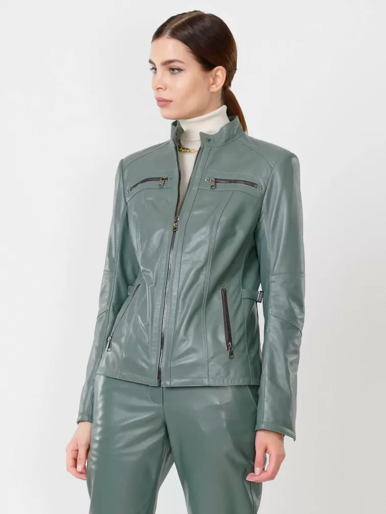 Кожаная куртка женская 301, оливковая, р. 44, арт. 90780-6