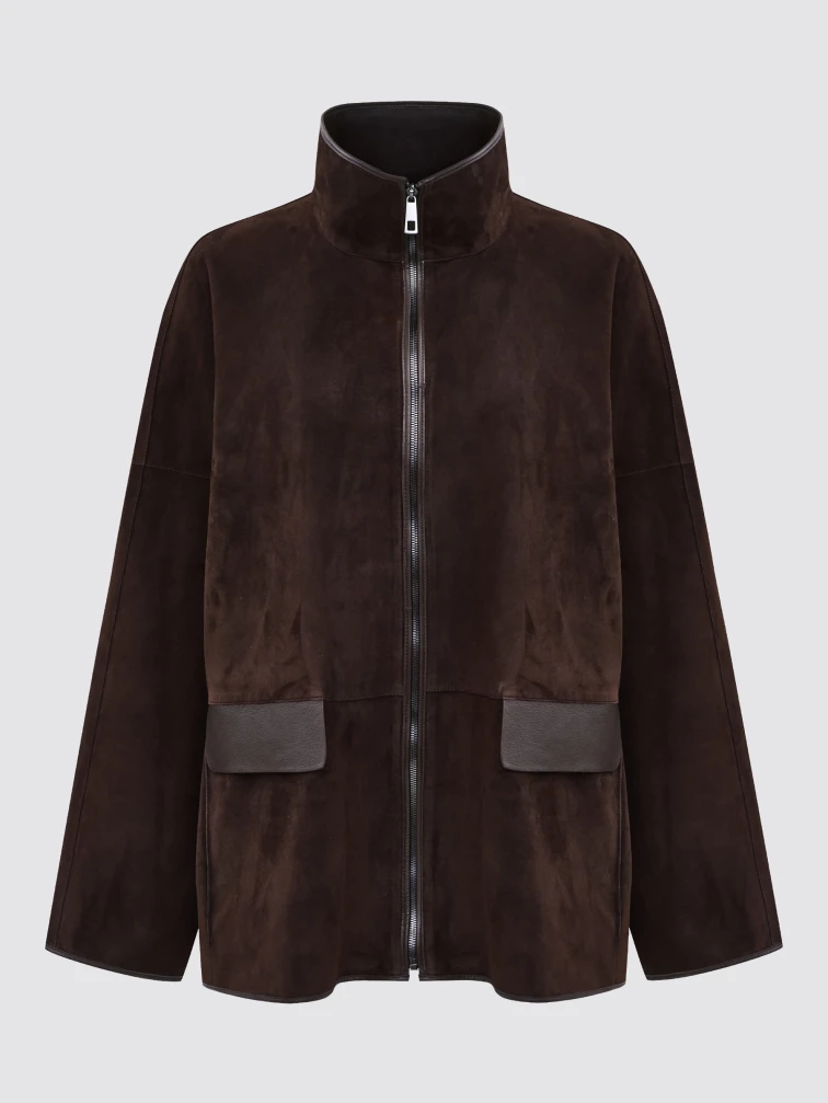 Коричневая женская замшевая куртка премиум класса 3110з, размер 50, артикул 92250-0