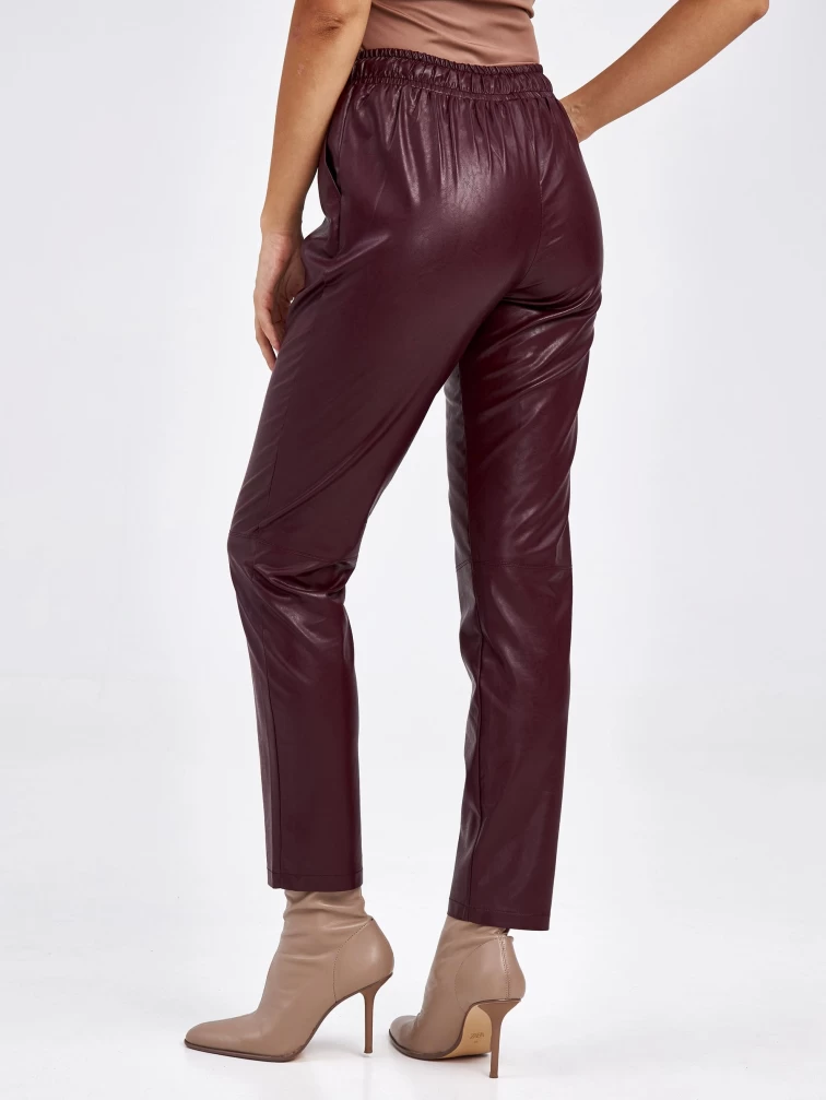 Кожаные брюки женские 4616629, из экокожи, бордовые, p. 44, арт. 85630-5