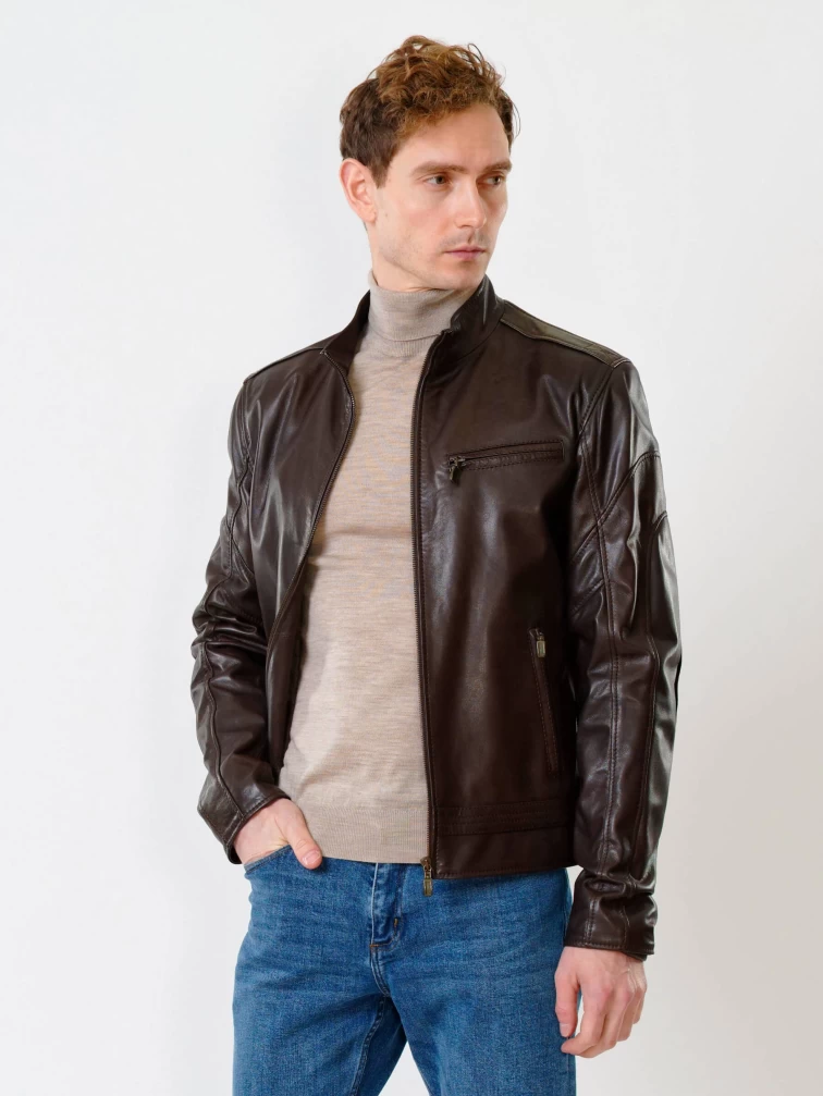 Кожаная куртка мужская 506о, коричневая, размер 48, артикул 28411-0