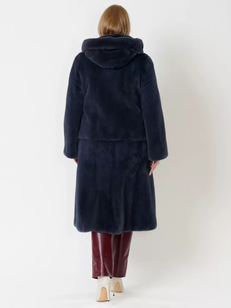 Пальто из меха норки женское 216(к), с капюшоном, графитовое, р. 46, арт. 31800-5