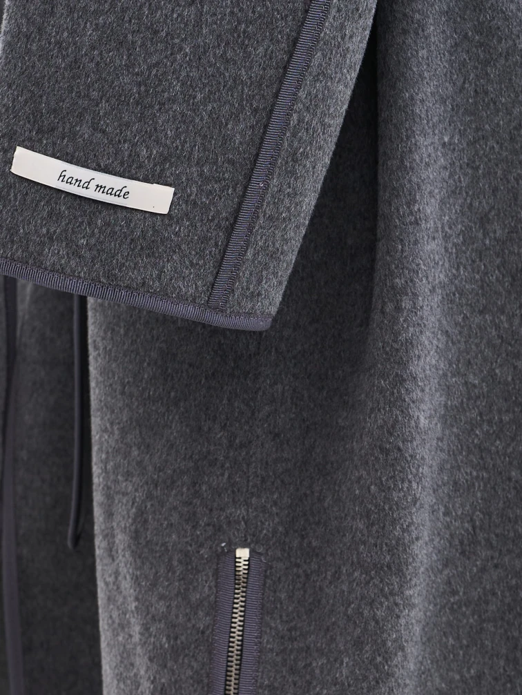 Полупальто кашемировое женское 1133-95, темно-серое, размер 46, артикул 92570-3