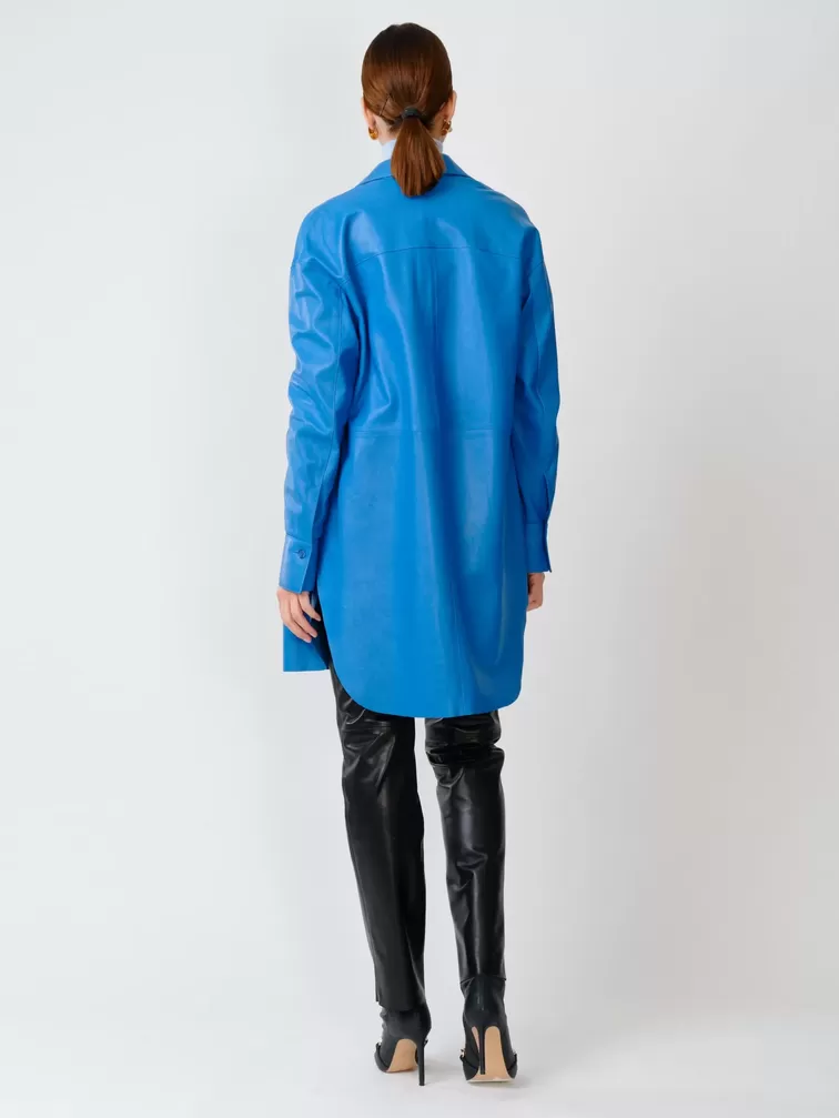 Кожаный костюм женский: Рубашка 01_1 + Брюки 02, голубой/черный, р. 46, арт. 111130-1