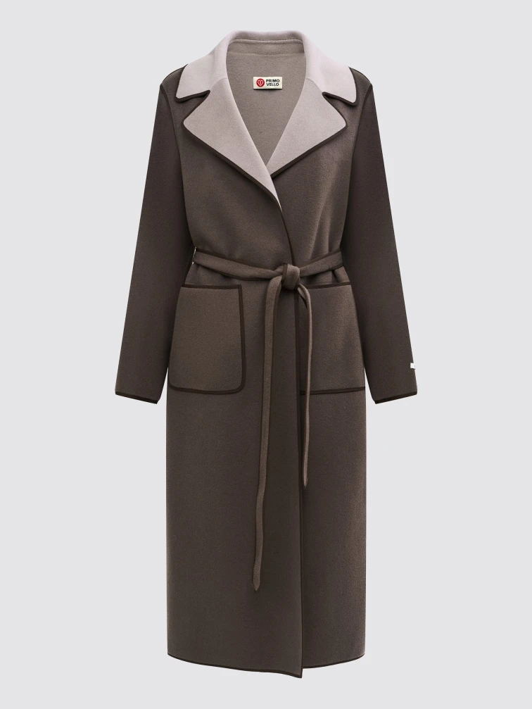 Женское кашемировое пальто темно-коричневое премиум класса 1055-125, размер 46, артикул 92490-0