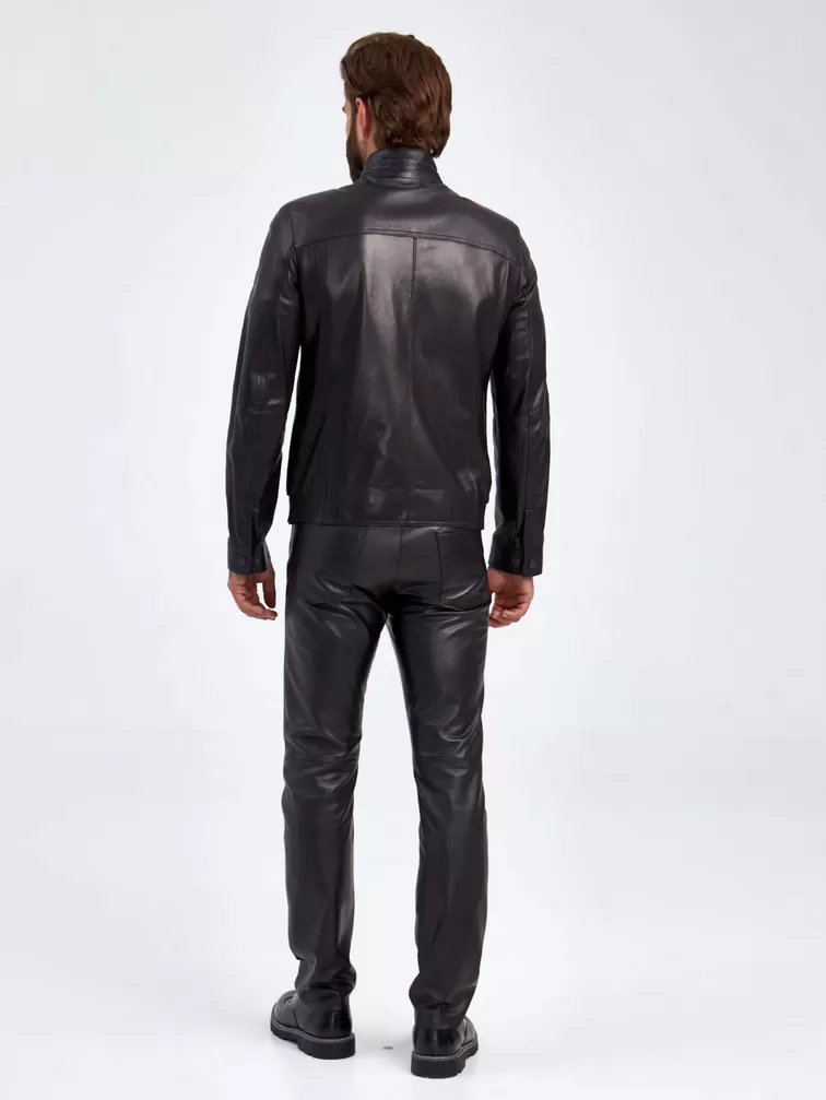 Кожаная куртка мужская 519, короткая, черная, p. 50, арт. 29200-2