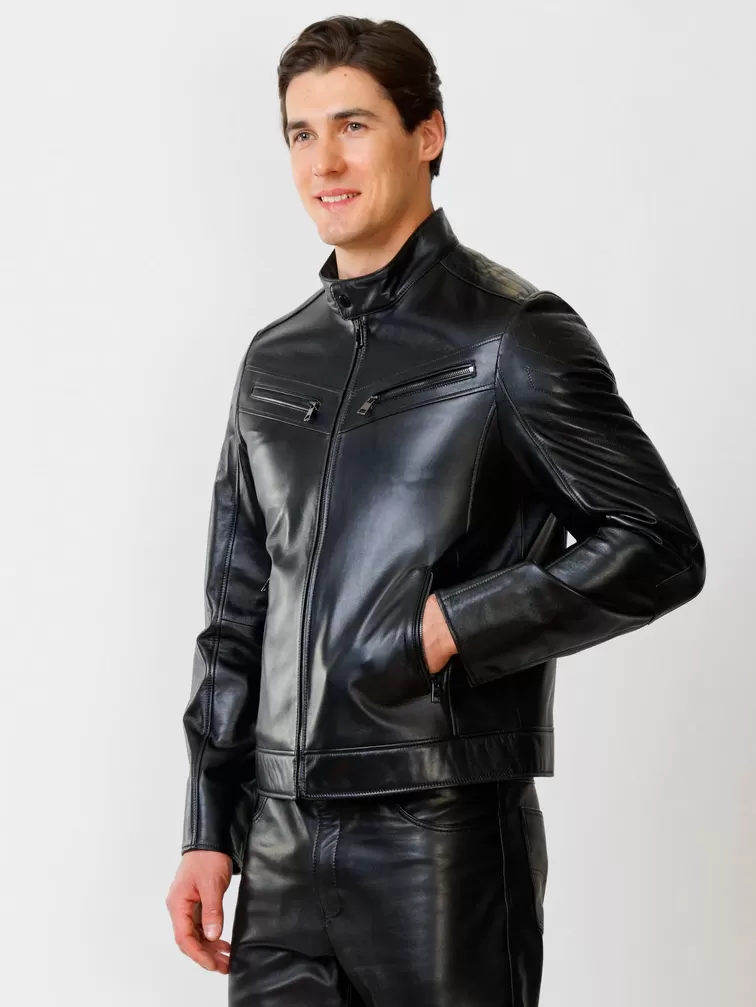 Кожаная куртка мужская 546, черная, р. 48, арт. 28721-5