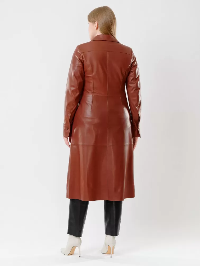 Кожаное платье - рубашка женское 02, из натуральной кожи, коричневое, р. 50, арт. 91460-4