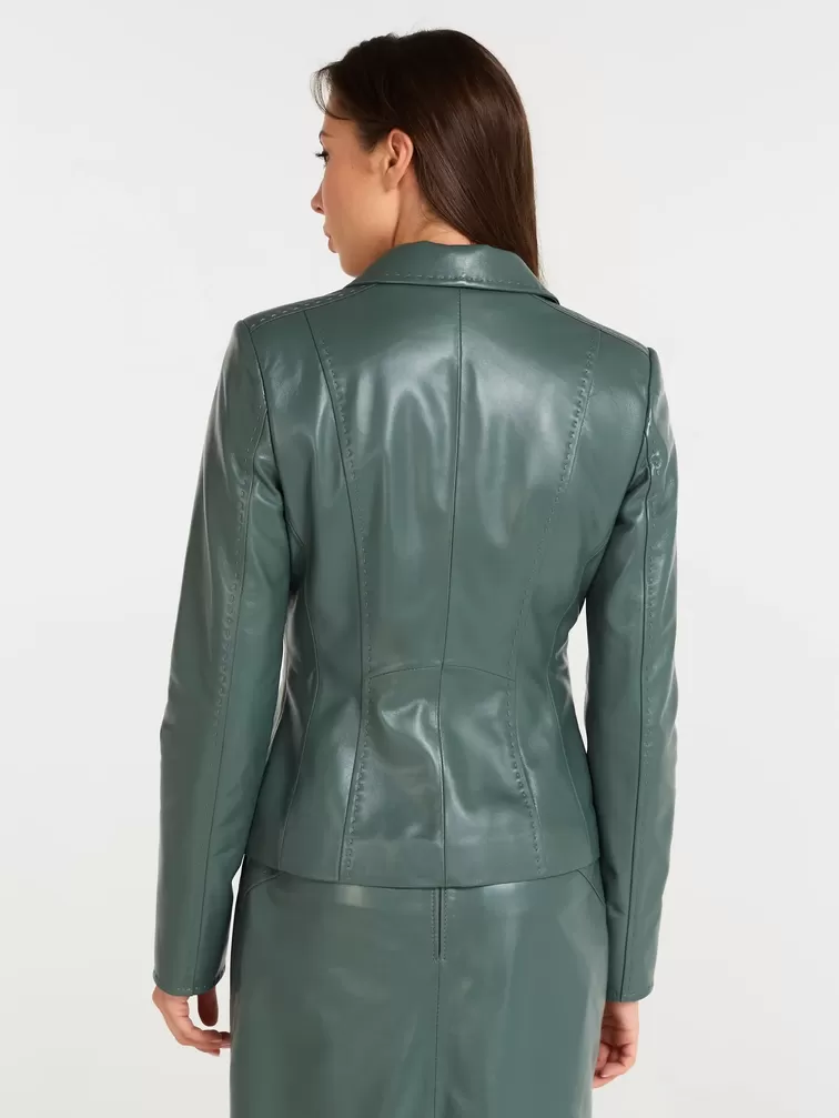 Кожаный пиджак женский 316рс, оливковый, р. 42, арт. 90250-4