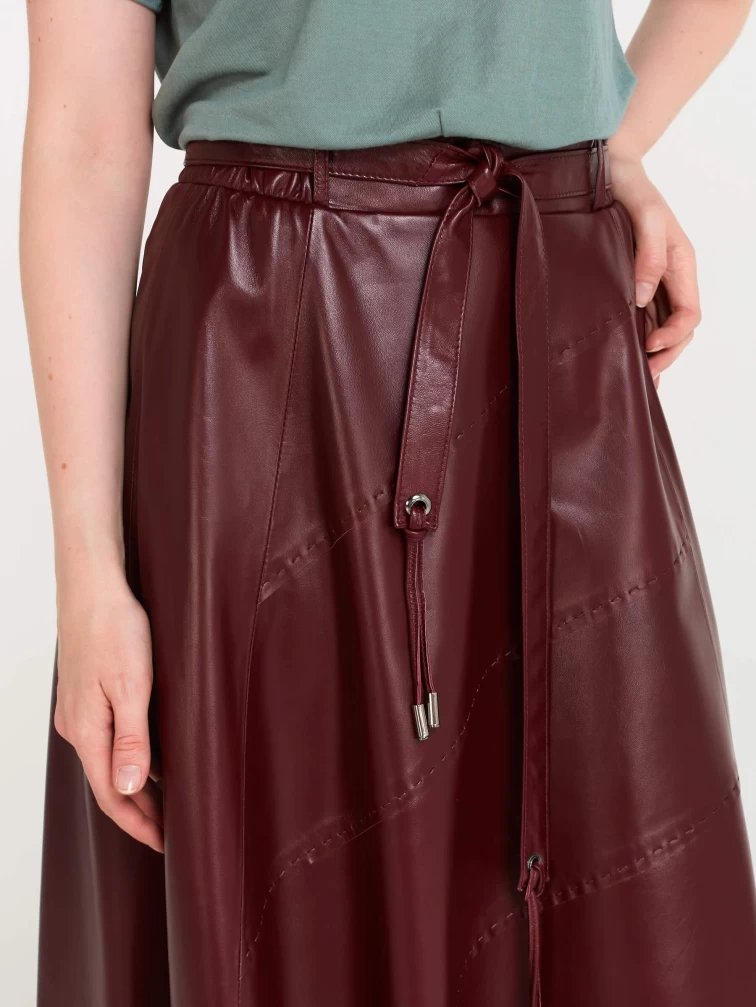 Кожаная расклешенная юбка из натуральной кожи 01рс, бордовая, размер 42, артикул 85180-2