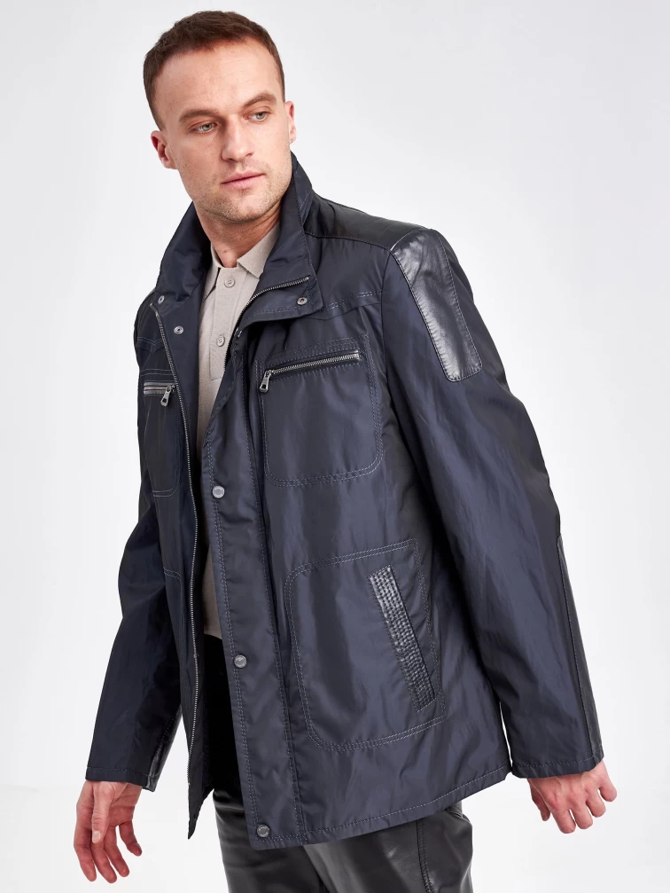 Текстильная куртка с кожаными отделками для мужчин 07214, черный, размер 48, артикул 40940-6