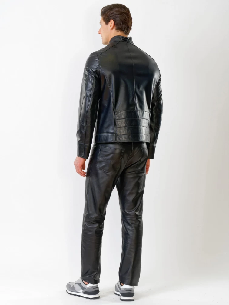 Кожаный комплект мужской: Куртка 506о + Брюки 01, черный, р. 48, артикул 140050-2