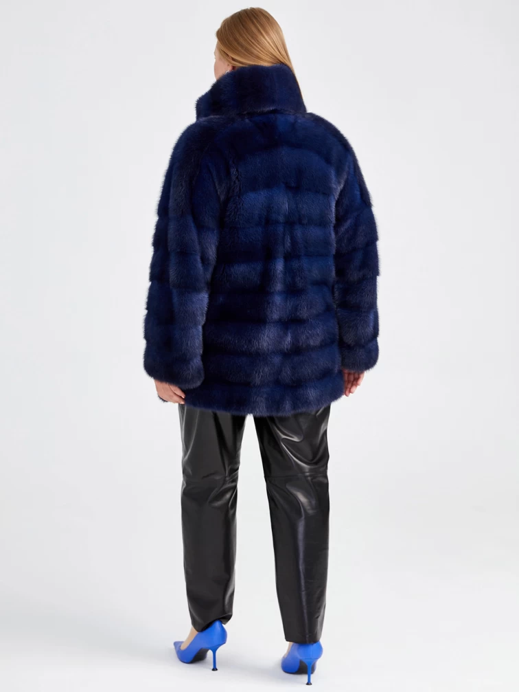 Куртка из меха норки женская 1150(кв), синяя, размер 52, артикул 32800-4