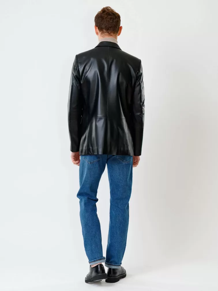 Кожаный пиджак мужской 543, черный, р. 48, арт. 28451-4