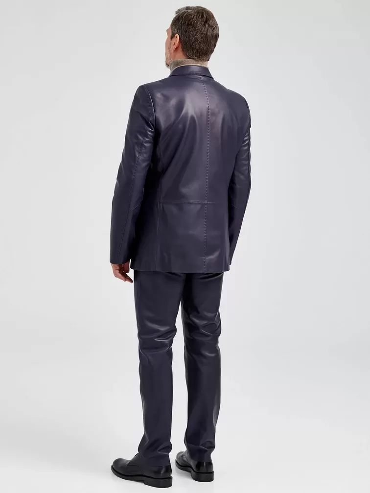 Кожаный пиджак мужской 543, синий, р. 48, арт. 28962-4