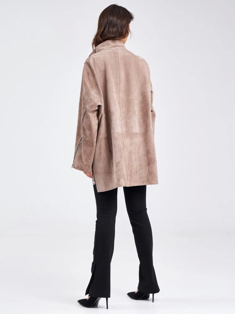 Замшевая женская куртка оверсайз премиум класса 3037, светло-коричневая, размер 50, артикул 23160-5