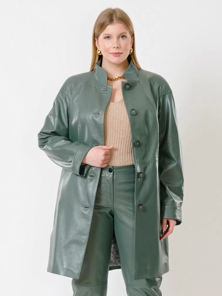 Кожаный комплект женский: Куртка 378 + Брюки 03, оливковый, р. 46, арт. 111159-3