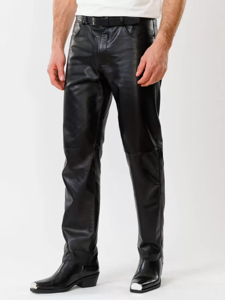 Кожаные брюки мужские 01, черные, р. 54, арт. 120020-4