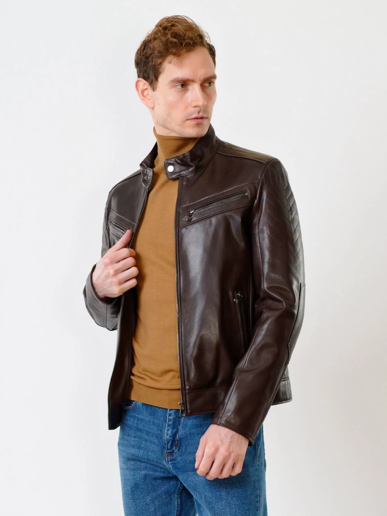 Кожаная куртка мужская 546, коричневая, р. 48, арт. 28460-2