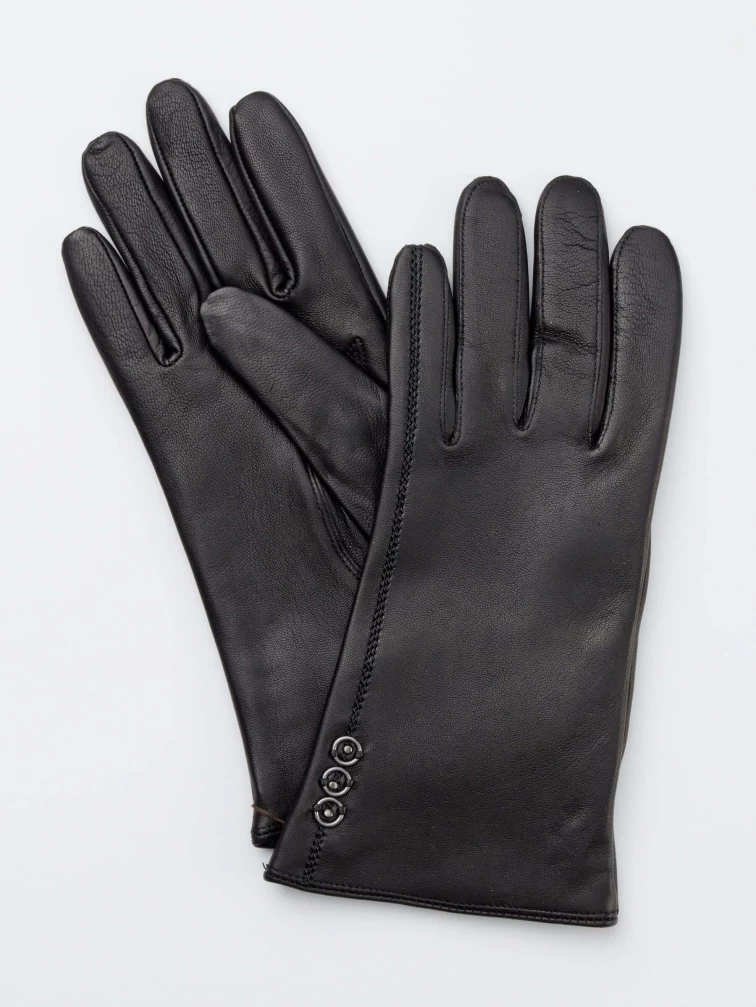 Перчатки кожаные женские IS02805-sh, черные, p. 7, арт. 20310-0