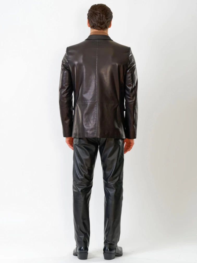 Кожаный пиджак мужской 543, черный, размер 48, артикул 27330-4