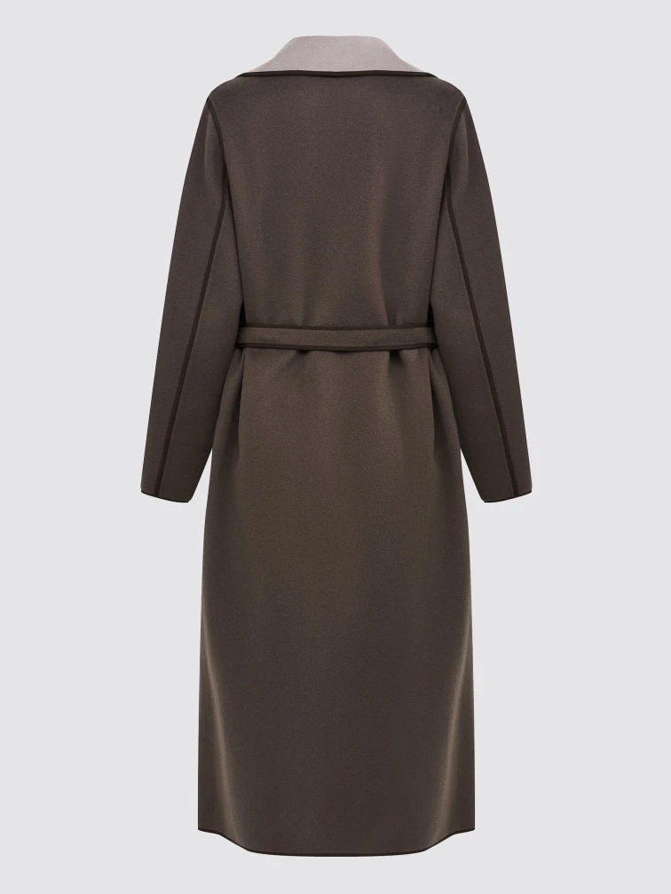 Женское кашемировое пальто темно-коричневое премиум класса 1055-125, размер 46, артикул 92490-1