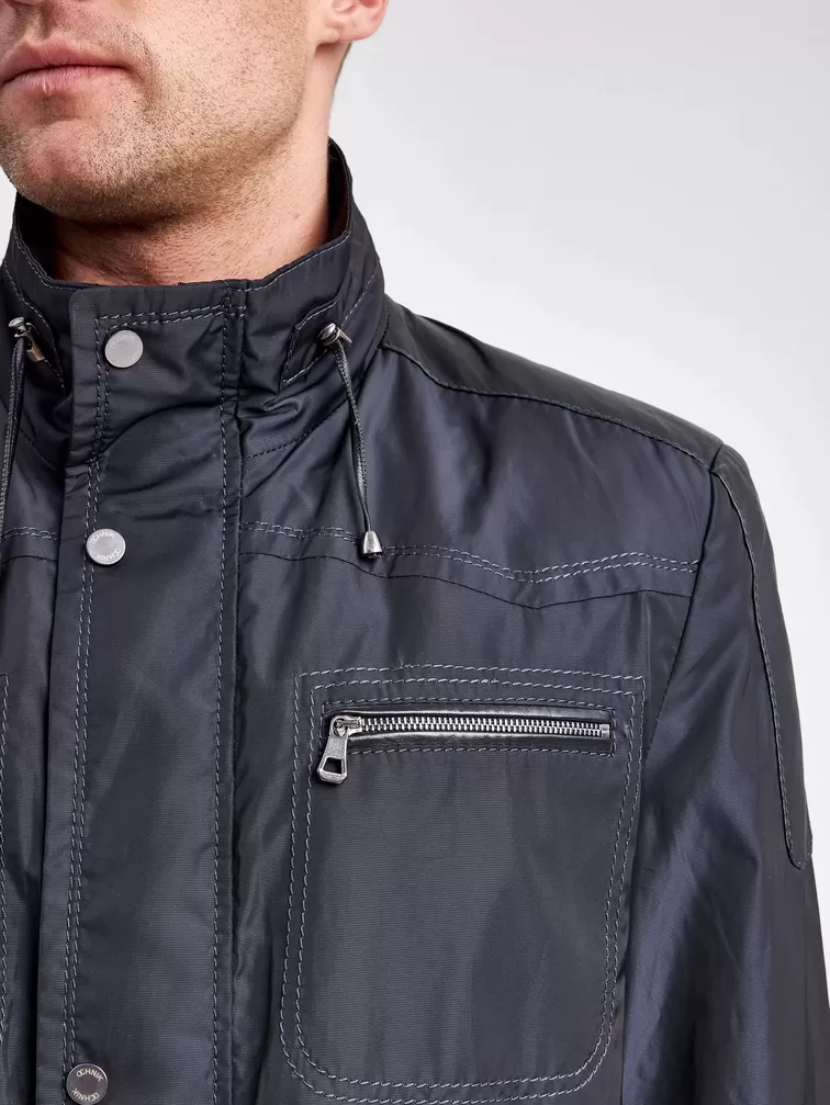 Текстильная куртка мужская 07214, с кожаными отделками, черный, р. 48, арт. 40940-4